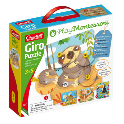 Головоломка Монтессори мозаика пазл с вращающимися дисками Quercetti Play Montessori Giro Puzzle