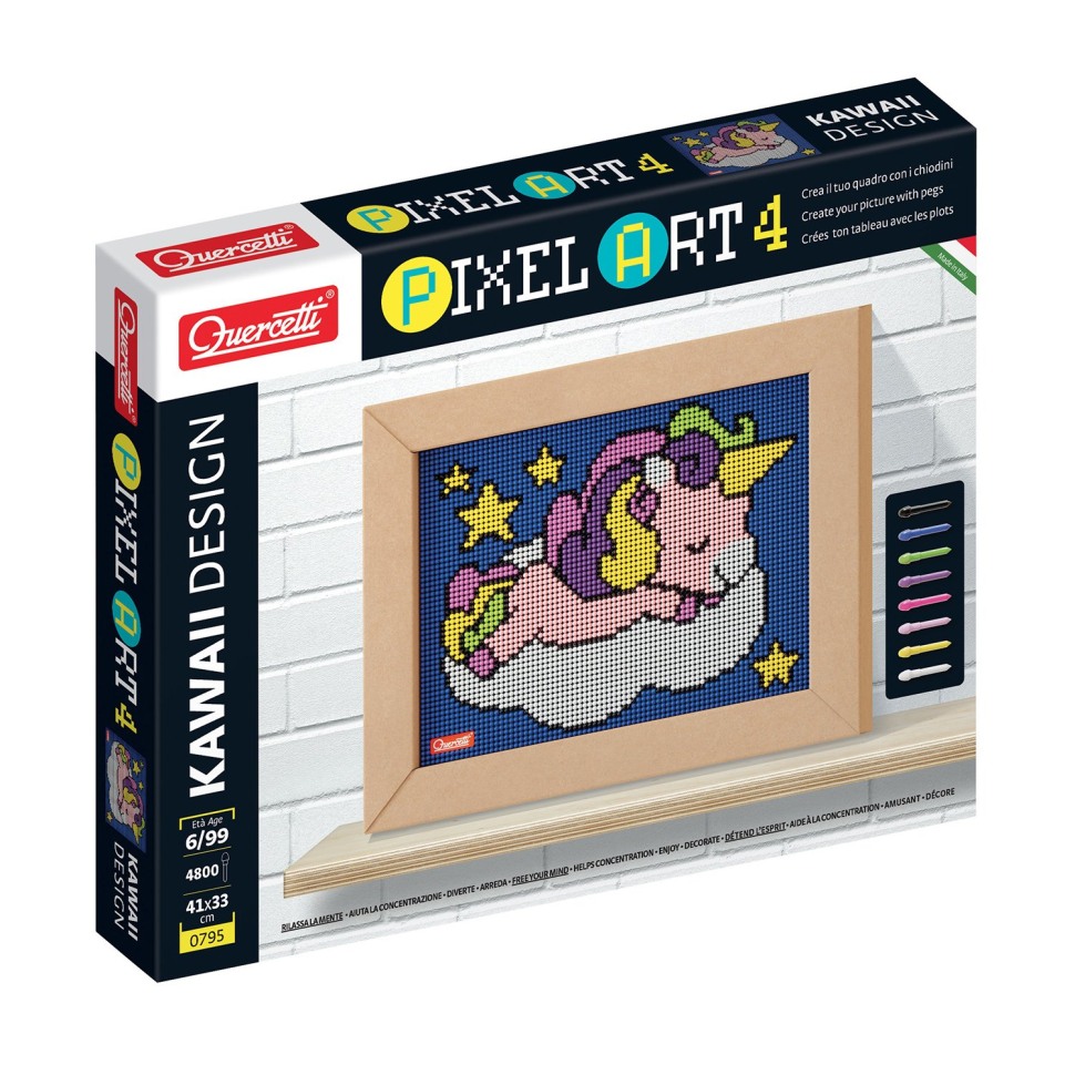 Пиксельная мозаика для детей Quercetti Единорог Pixel Art 4 Kawaii модульная