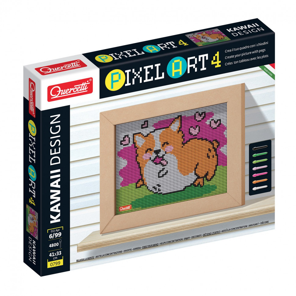 Пиксельная мозаика для детей Quercetti Корги Pixel Art 4 Kawaii модульная
