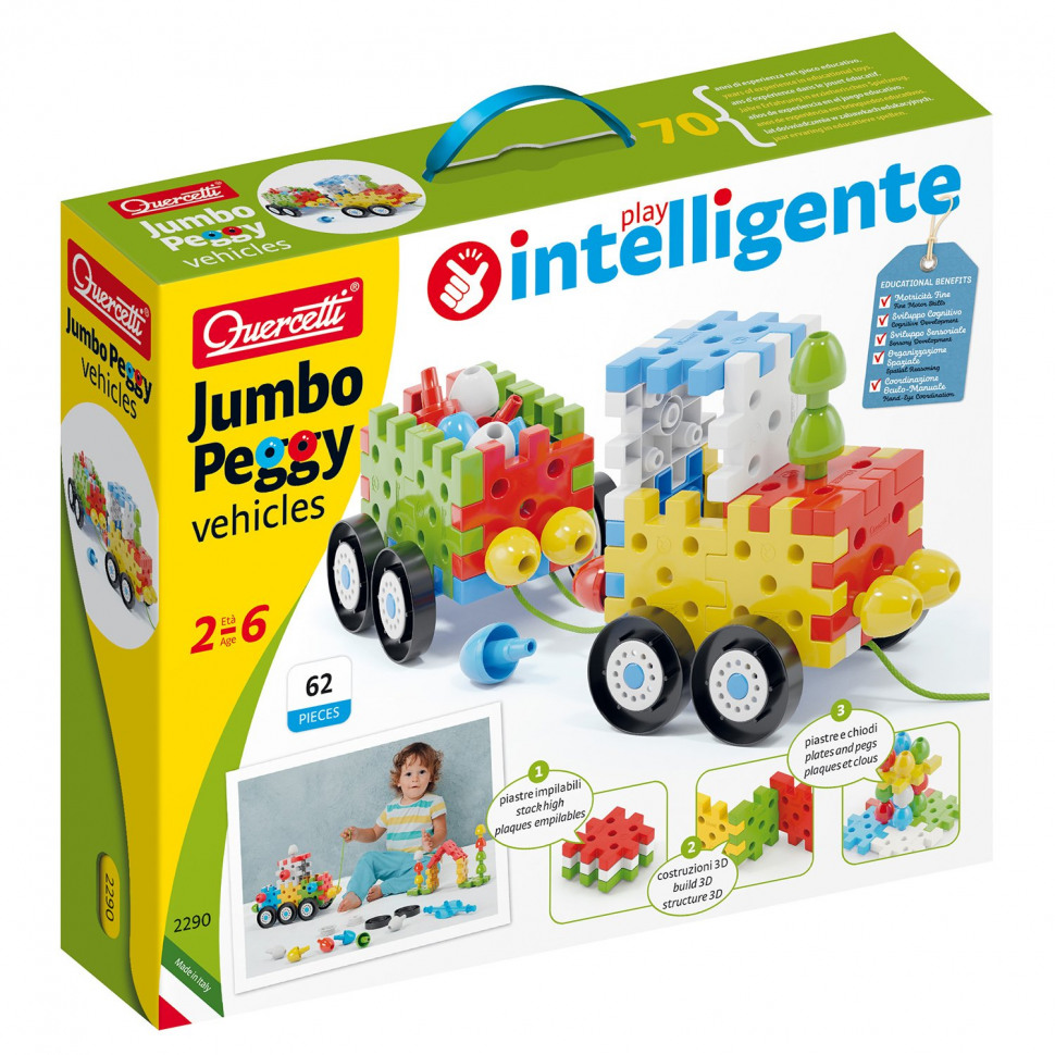 Конструктор для малышей Quercetti машинки Jumbo для детей от 2 лет