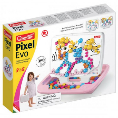 Мозаика для детей Pixel Evo girl Quercetti в чемоданчике пиксельная 160 дет d 10 15 20
