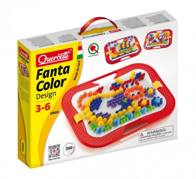 Мозаика Fantacolor Design Quercetti для детей в чемоданчике 300 дет d 10, 15 и 20 мм 