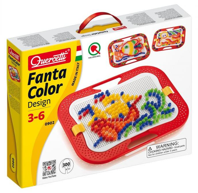 Мозаика Fantacolor Design Quercetti для детей в чемоданчике 300 дет d 10мм 