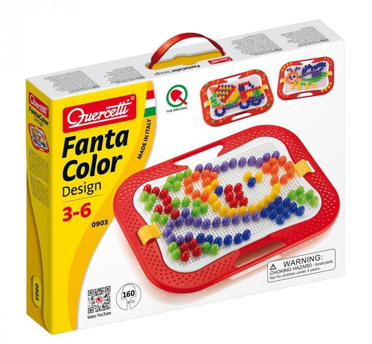 Мозаика для детей Fantacolor Design Quercetti в чемоданчике 160 дет d 15 мм 